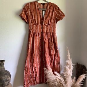 Cotton On Rust woven cherry button front midi dress